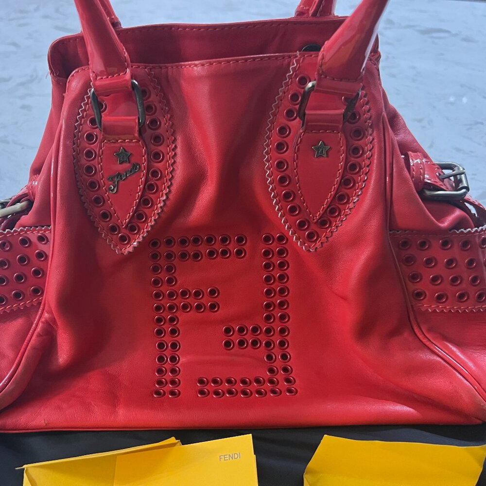 Extremely Rare Fendi Nappa and Patent Leather Handbag